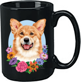 Corgi - Pembroke - Tan and White - Best of Breed Ceramic 15oz Coffee Black Mug