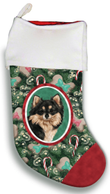 Chihuahua - Longhair -  Black and White - Best of Breed Christmas Stocking