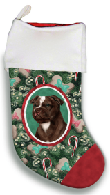 Staffordshire Bull Terrier - Chocolate and White - Best of Breed Christmas Stocking