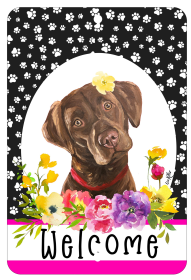 Labrador Retriever - Chocolate - HHS Paw Prints Welcome Indoor/Outdoor Aluminum Sign