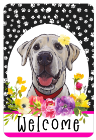 Labrador Retriever - Yellow and White - HHS Paw Prints Welcome Indoor/Outdoor Aluminum Sign