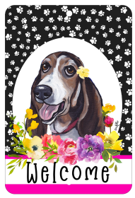 Basset Hound - HHS Paw Prints Welcome Indoor/Outdoor Aluminum Sign