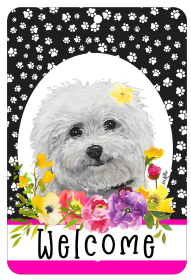Bichon Frise - HHS Paw Prints Welcome Indoor/Outdoor Aluminum Sign