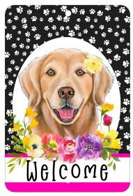 Golden Retriever - HHS Paw Prints Welcome Indoor/Outdoor Aluminum Sign