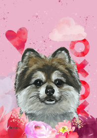 Pomeranian - Hippie Hound Studios Valentines Garden Flags