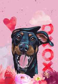 Doberman - Hippie Hound Studios Valentines Garden Flags