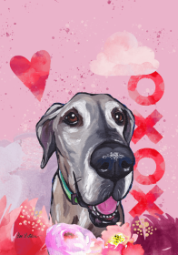 Great Dane - Hippie Hound Studios Valentines Garden Flags