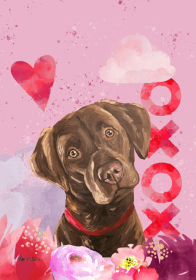 Labrador Retriever - Chocolate - Hippie Hound Studios Valentines Garden Flags