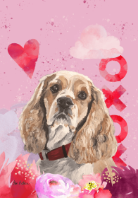 Cocker Spaniel - Buff - Hippie Hound Studios Valentines Garden Flags