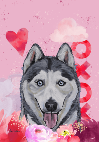 Siberian Husky - Hippie Hound Studios Valentines Garden Flags