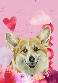 Corgi - Hippie Hound Studios Valentines House Flags