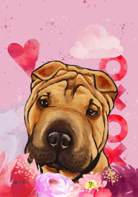 Shar Pei - Hippie Hound Studios Valentines Garden Flags