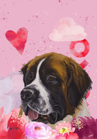 Saint Bernard - Hippie Hound Studios Valentines Garden Flags