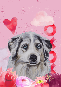 Australian Shepherd - Hippie Hound Studios Valentines Garden Flags