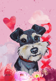 Schnauzer - Hippie Hound Studios Valentines House Flags