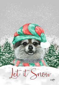 Pomeranian - Hippie Hound Studios Christmas House Flags
