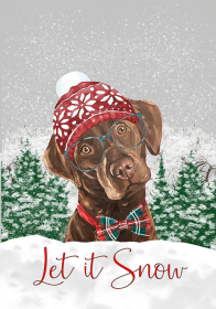 Labrador Retriever - Chocolate - Hippie Hound Studios Christmas House Flags