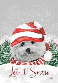 Bichon Frise - Hippie Hound Studios Christmas House Flags