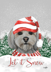 Havanese - Cream - Hippie Hound Studios Christmas House Flags