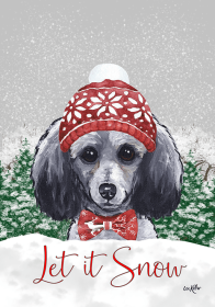 Poodle - Grey - Hippie Hound Studios Christmas House Flags