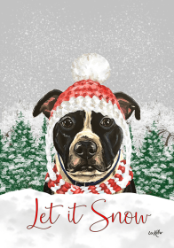 Pit Bull - Black and White - Hippie Hound Studios Christmas House Flags