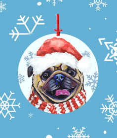 Pug - Fawn - Hippie Hound Studios Christmas Tree Ornament