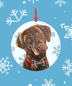 Labrador Retriever - Chocolate - Hippie Hound Studios Christmas Tree Ornament