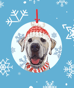 Labrador Retriever - Yellow - Hippie Hound Studios Christmas Tree Ornament