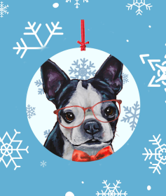 Boston Terrier - Hippie Hound Studios Christmas Tree Ornament
