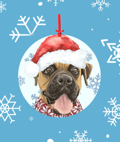 Boxer - Uncropped - Hippie Hound Studios Christmas Tree Ornament