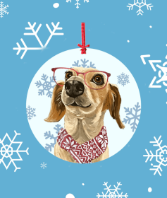 Dachshund - Piebald - Hippie Hound Studios Christmas Tree Ornament