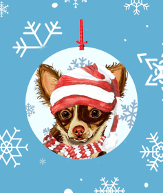 Chihuahua - Longhair - Hippie Hound Studios Christmas Tree Ornament