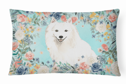 Japanese Spitz Spring Art Decorative Pillow