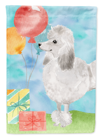 Poodle - Silver 2 - Happy Birthday Garden Flag