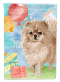 Pomeranian Happy Birthday Garden Flag