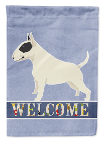Bull Terrier- Black and White - Welcome Garden Flag