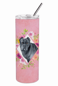 Cane Corso Pink Flowers Double Walled Stainless Steel Travel Mug