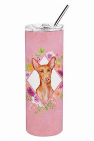 Pharaoh Hound Pink Flowers Double Walled Stainless Steel Travel Mug
