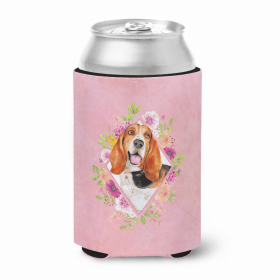 Basset Hound Style #1 Pink Flowers Can Hugger