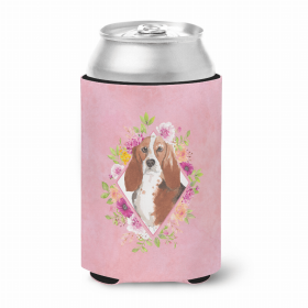 Basset Hound Style #2 Pink Flowers Can Hugger
