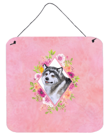 Alaskan Malamute Flowers Design Wall or Door Hanging Prints