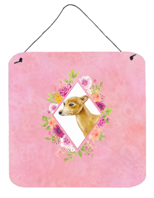 Italian Greyhound Flowers Design Wall or Door Hanging Prints