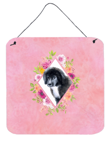 Newfoundland - Puppy - Flowers Design Wall or Door Hanging Prints