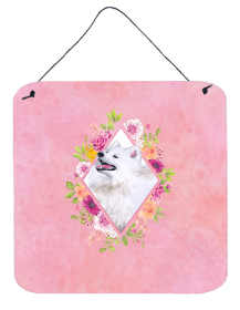 Samoyed Flowers Design Wall or Door Hanging Prints