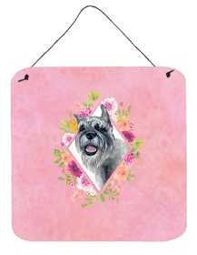 Schnauzer Flowers Design Wall or Door Hanging Prints