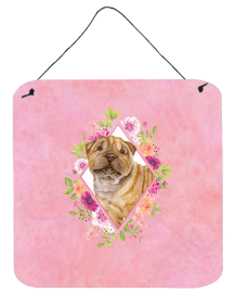 Shar Pei Flowers Design Wall or Door Hanging Prints