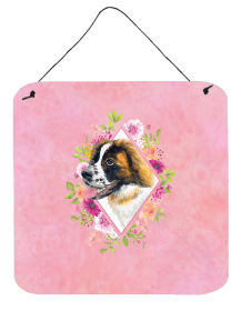 Saint Bernard #2 Flowers Design Wall or Door Hanging Prints