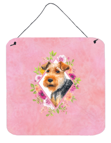 Welsh Terrier Flowers Design Wall or Door Hanging Prints