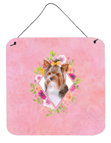 Yorkshire Terrier #1 Flowers Design Wall or Door Hanging Prints