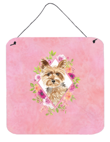 Yorkie Flowers Design Wall or Door Hanging Prints